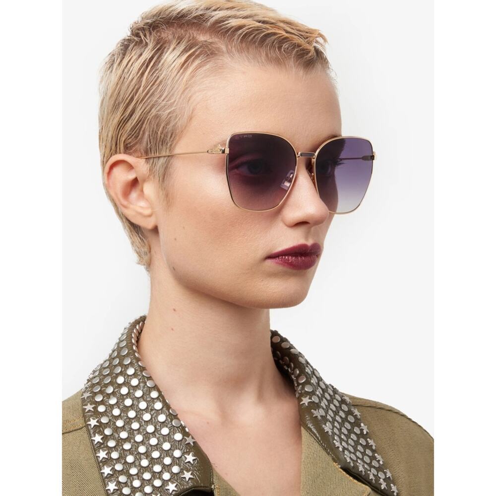 New Etro ETRO0021/S 0000UY Rose Gold Frame Gradient Blue Lens Sunglasses